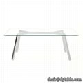 metal tempered glass stainless steel dining table and chair