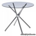 round glass top metal leg stainless steel dining table