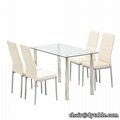 luxury tempered glass stainless steel dining table modern