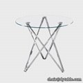 round tempered glass stainless steel dining table with glass