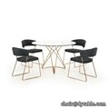 modern glass stainless steel dining table set 4 chairs