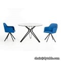 modern glass stainless steel  dining table set 4 chairs