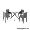 modern glass stainless steel  dining table set 4 chairs