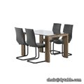 8 seater glass top  stainless steel dining table set modern
