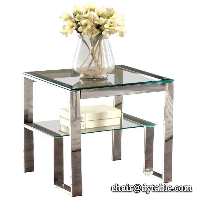 stainless steel bed room glass top small end table 2