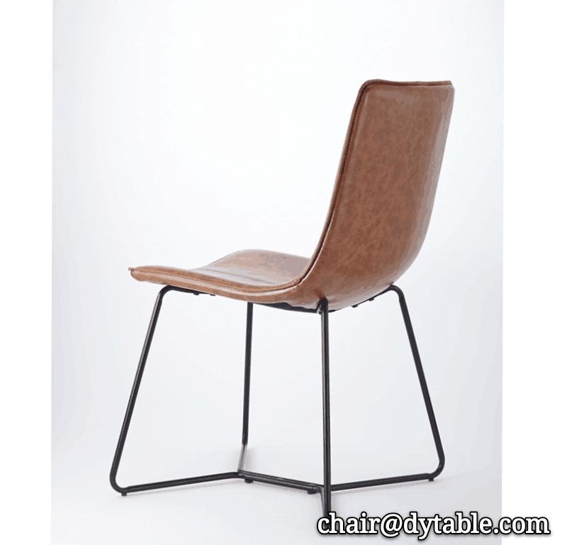 Modern leather dining chair set , PU single dining table stainless steel chair