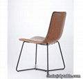 Modern leather dining chair set , PU single dining table stainless steel chair 1