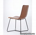Modern leather dining chair set , PU single dining table stainless steel chair