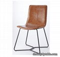 Modern leather dining chair set , PU single dining table stainless steel chair 2