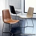 Modernized simple home comfortable backrest leather dining chair stainless steel