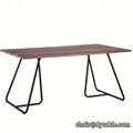 dining table mdf cover with oak PU PAPER; metal legs stainless steel