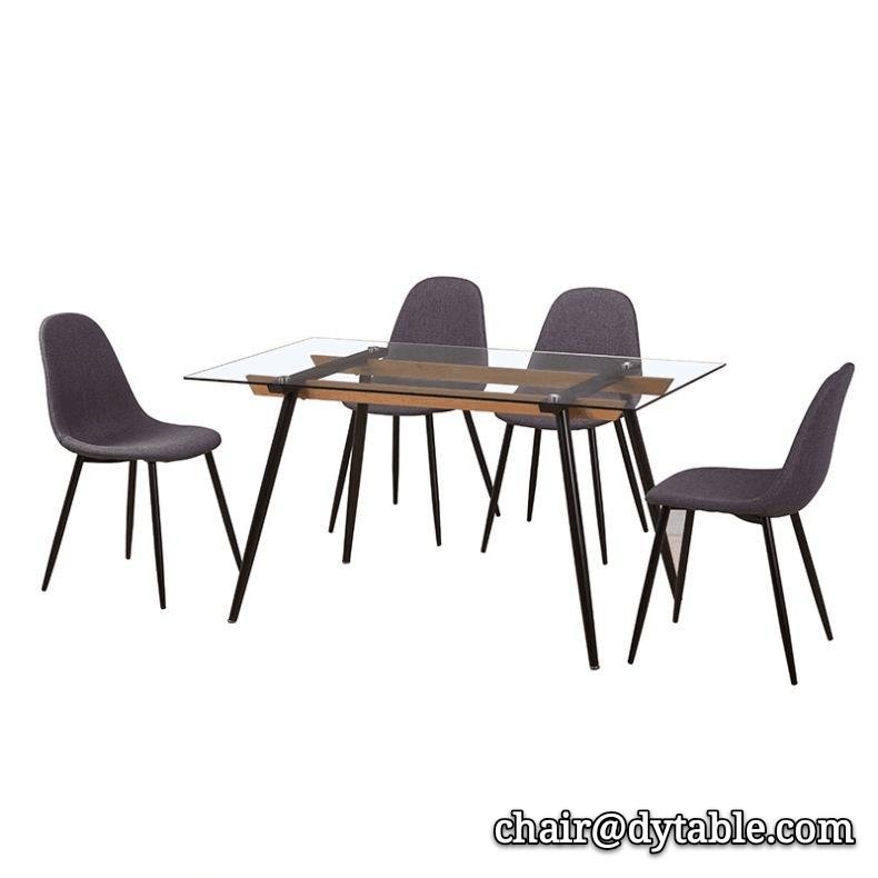 dining furniture rectangle transparent tempered glass top metal base dinin