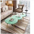 Hot sale modern egg shape appearance marble gold coffee table set design cheap 