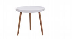 Scandinavian modern wooden round tray coffee table with solid wood leg 