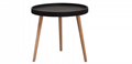 Scandinavian modern wooden round tray coffee table with solid wood leg 