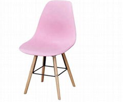 Cheap wholesale pink plastic chair pp high back wood leg dining room chair 