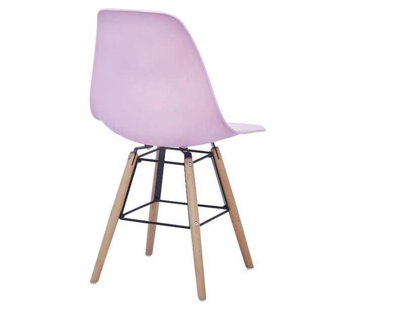 Cheap wholesale pink plastic chair pp high back wood leg dining room