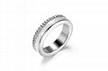 CHINGYING Korean plated white gold gear energy ceramic ring 925 sterling silver 