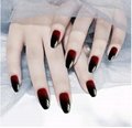 Gradual Color Change Black Red nail Art 2