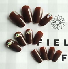 coffee color flat manicure