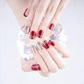 Wine red champagne sequins long nail art 2