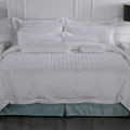 Eliya ISO9001 Luxury 5 Star Quality Stripe White 100 Cotton Linen Sheet Bedding 5