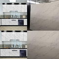 White kitchen countertop glazed glass panel 