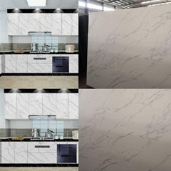 White kitchen countertop glazed glass panel