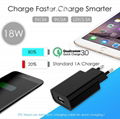 Mobile Phone Charger 18W USB Charger Single Port QC3.0 Fast Charger Quick Charge 2