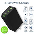 Multi Ports USB Charger 5.4A Mobile Adapter Travel Charger with Foldable Plug an 1