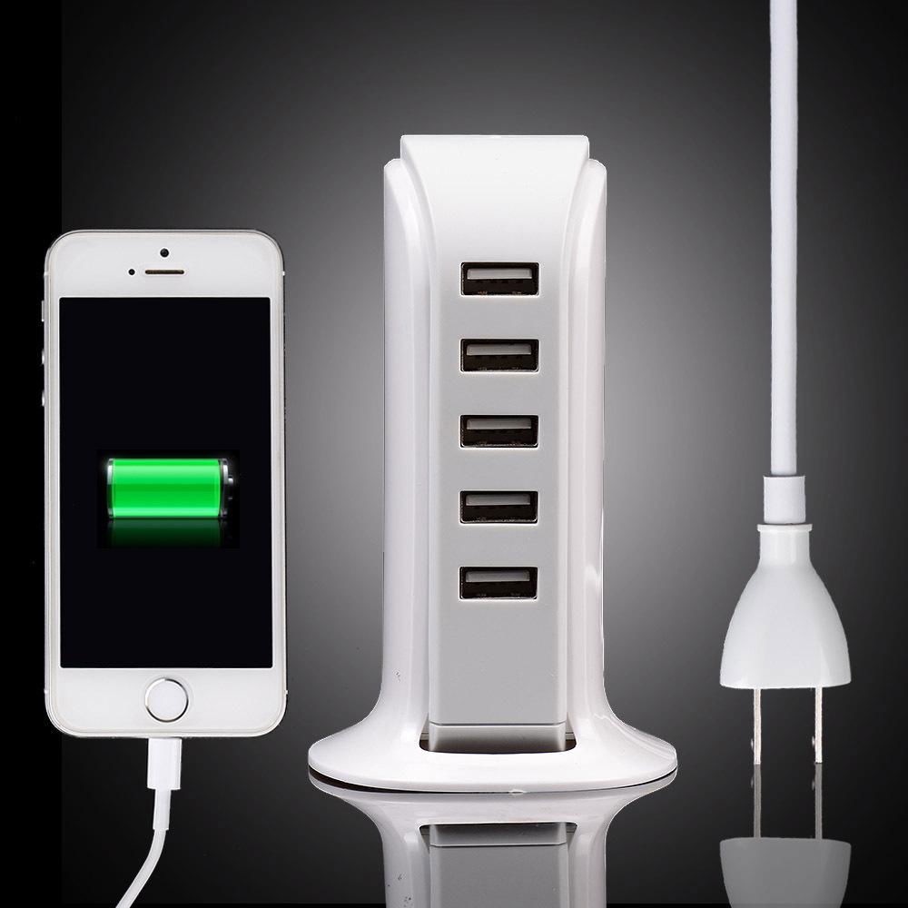 5 Port Multi USB Charger Desktop Wall Home Travel Power Adapter Charging Station