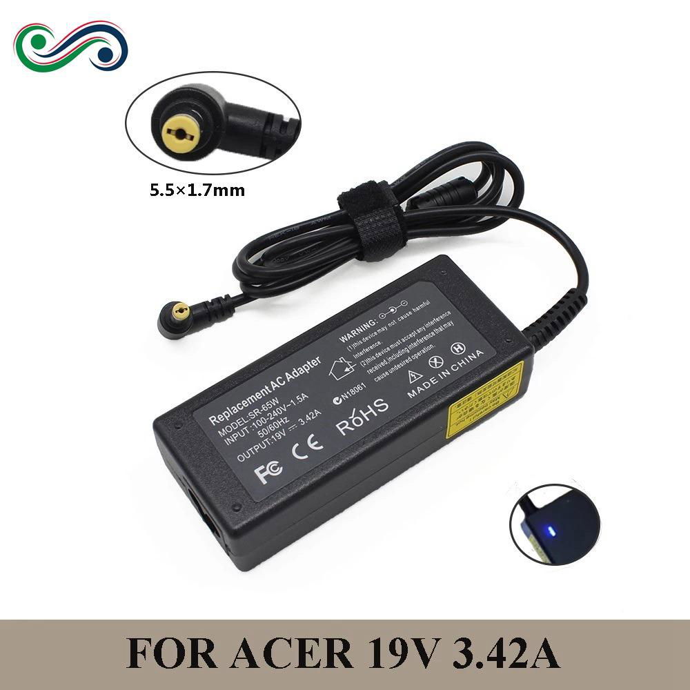 19V 3.42A 65W 5.5x1.7mm Laptop AC Adapter Charger for Acer Aspire