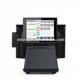 Dual screen all in one pc with PCAP 15 inch pos system touch screen