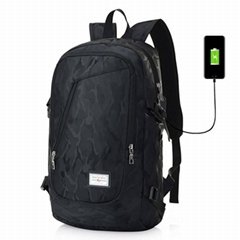Backpack with USB Charging Port Laptop Backpack Travel Bag Camping Outdoor (Blac