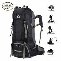 60L Waterproof Lightweight Hiking Backpack with Rain Cover Outdoor Sport Daypack