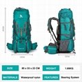80l hiking backpack waterproof lightweight for Women Men with Waterproof Rain Co 5