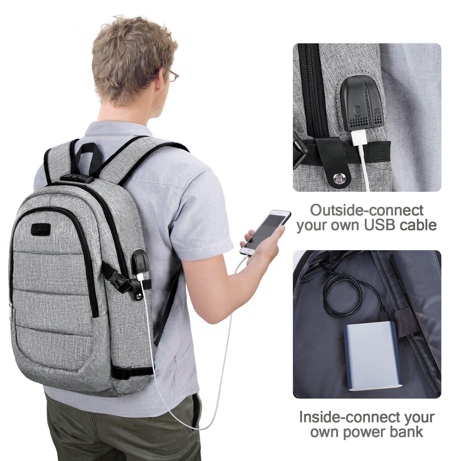 Travel Laptop Backpack Anti-Theft Business Laptop Backpack with USB Charging Por 4