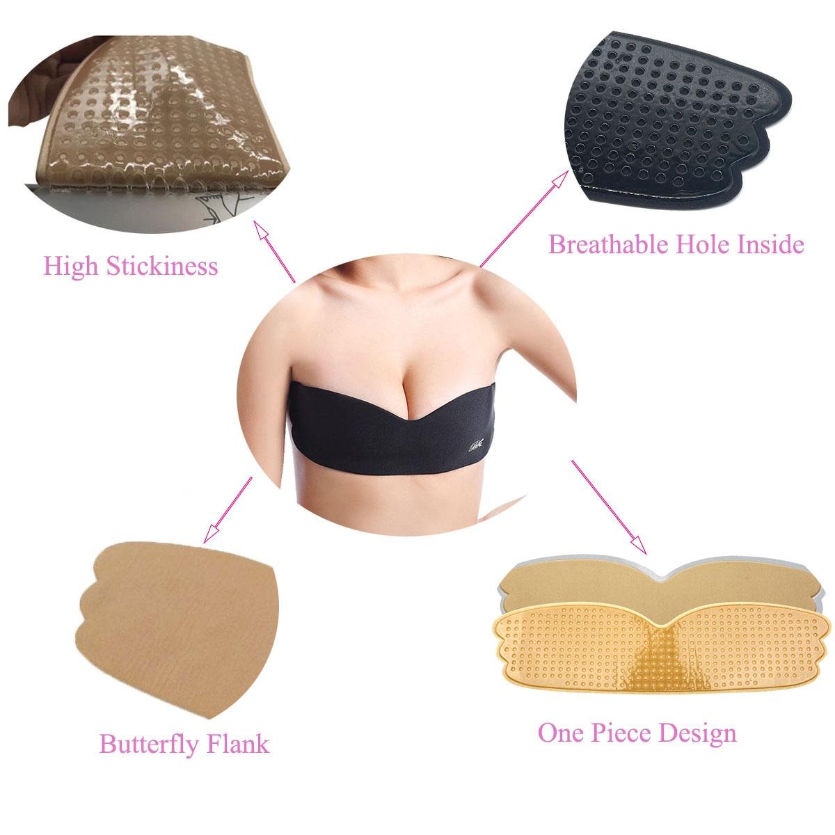 One-piece Breathable Thin Strapless Strong Adhesive Invisible Bra for Party Dres 3