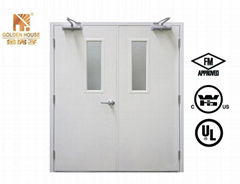 Double opening steel fire door with