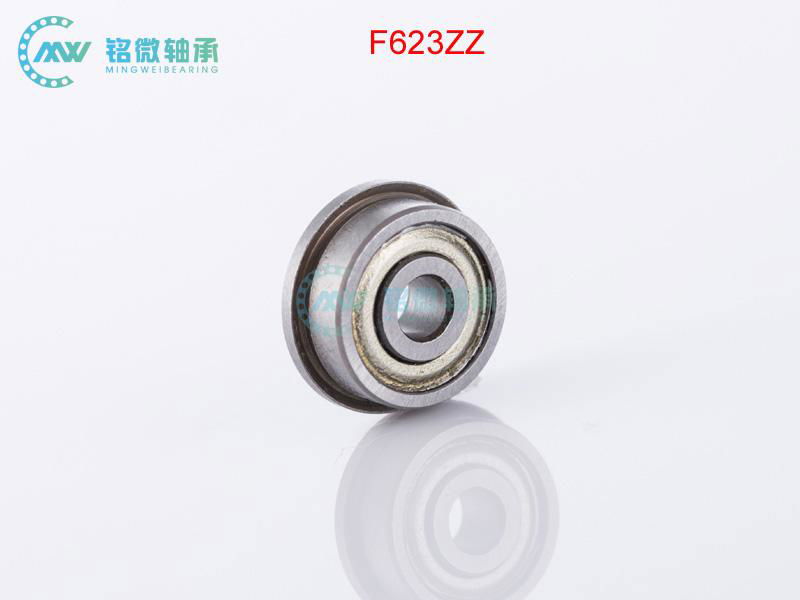 F623ZZ Miniature Flange Bearing 3X8X3mm Metal Cage Metal Shielded