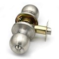 Satin brush nickel cylindrical round knob entry privacy door knob lock
