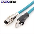 M12 X型轉RJ45連接線X-coding連接器千兆以太網Patch Cord CAT6a 4