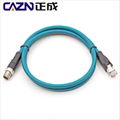 M12 X型转RJ45连接线X-coding连接器千兆以太网Patch Cord CAT6a 5