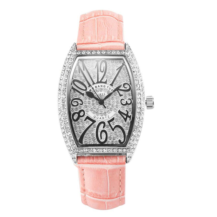 Tonneau Shape Fully Diamond Women Watches Quartz 2