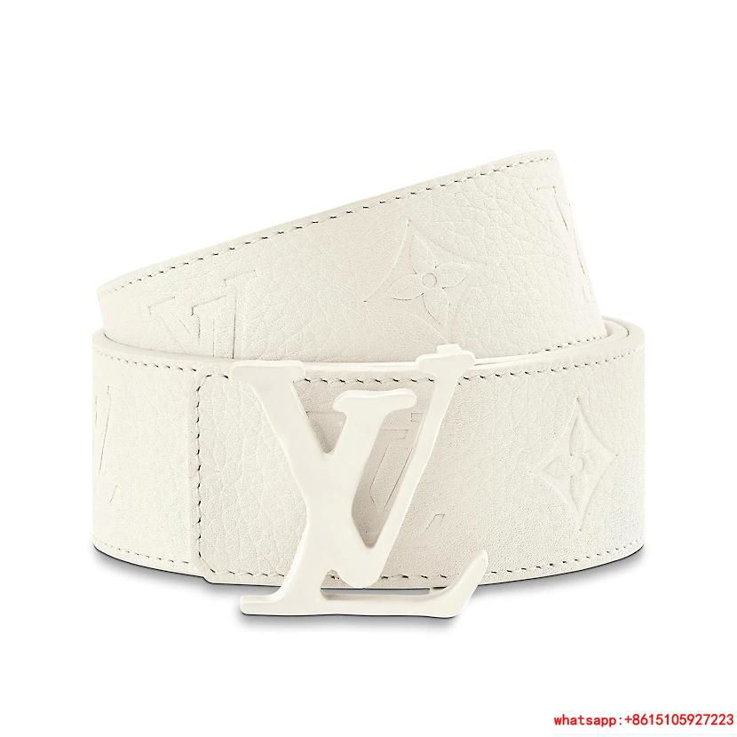     HAPE 40MM BELT Embossed White Taurillon leather strap Calf leather lining 