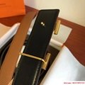 Belt Hermes Black Leather With Gold H Buckle 