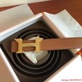 Belt Hermes Black Leather With Gold H Buckle 