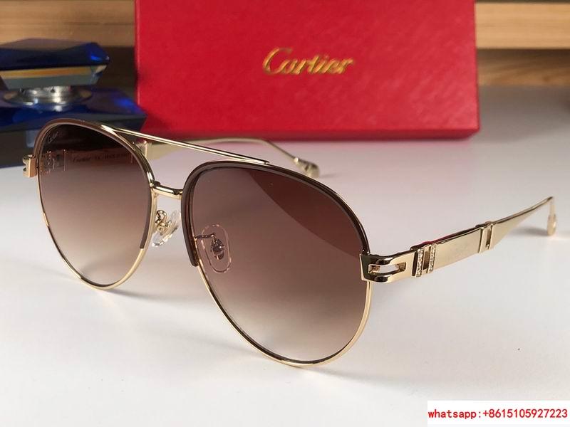 Cartier  Sunglasses Vintage Blue Lens Gold Round Temple Trinity