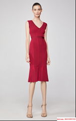 herve leger  DEEP V FLARED DRESS DARK CRIMSON & DARK MAROON  herve leger dress 