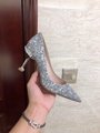MIU MIU GLITTER FABRIC PUMPS 85 mm heel with crystals SILVER 